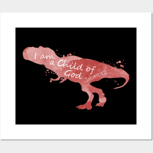 Tyrannosaurus Rex - Bible Verse - Child Of God - John 1 12 Posters and Art